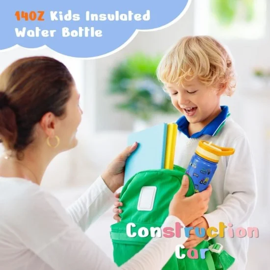 Buzio Kids Bottle with Straw Lid 500ML - Cars